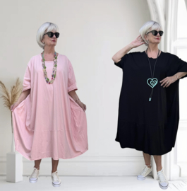 ITALIA MODA oversized katoen A-lijn jurk stretch /in meerdere kleuren