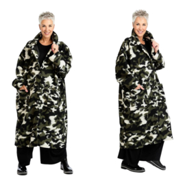 AKH oversized lange wollen winterjas/mantel  gevoerd