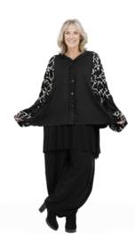 AKH oversized viscose A-lijn vest/blazer  apart zwart/grijs stretch