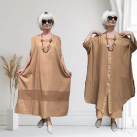 ITALIA MODA  linnen/katoen set  A-lijn blazer + jurk /in meerdere kleuren