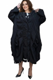 Moonshine oversized tussenjas waterbestendig met knoopsluiting zwart
