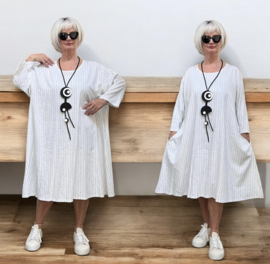 AKH oversized linnen mix A-lijn jurk/tuniek met zakken apart