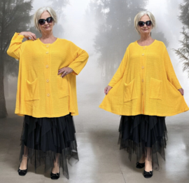 AKH gebreide oversized A-lijn katoen vest/blazer apart stretch