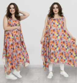 AKH oversized viscose  A-lijn  jurk/tuniek apart/niet doorschijnend