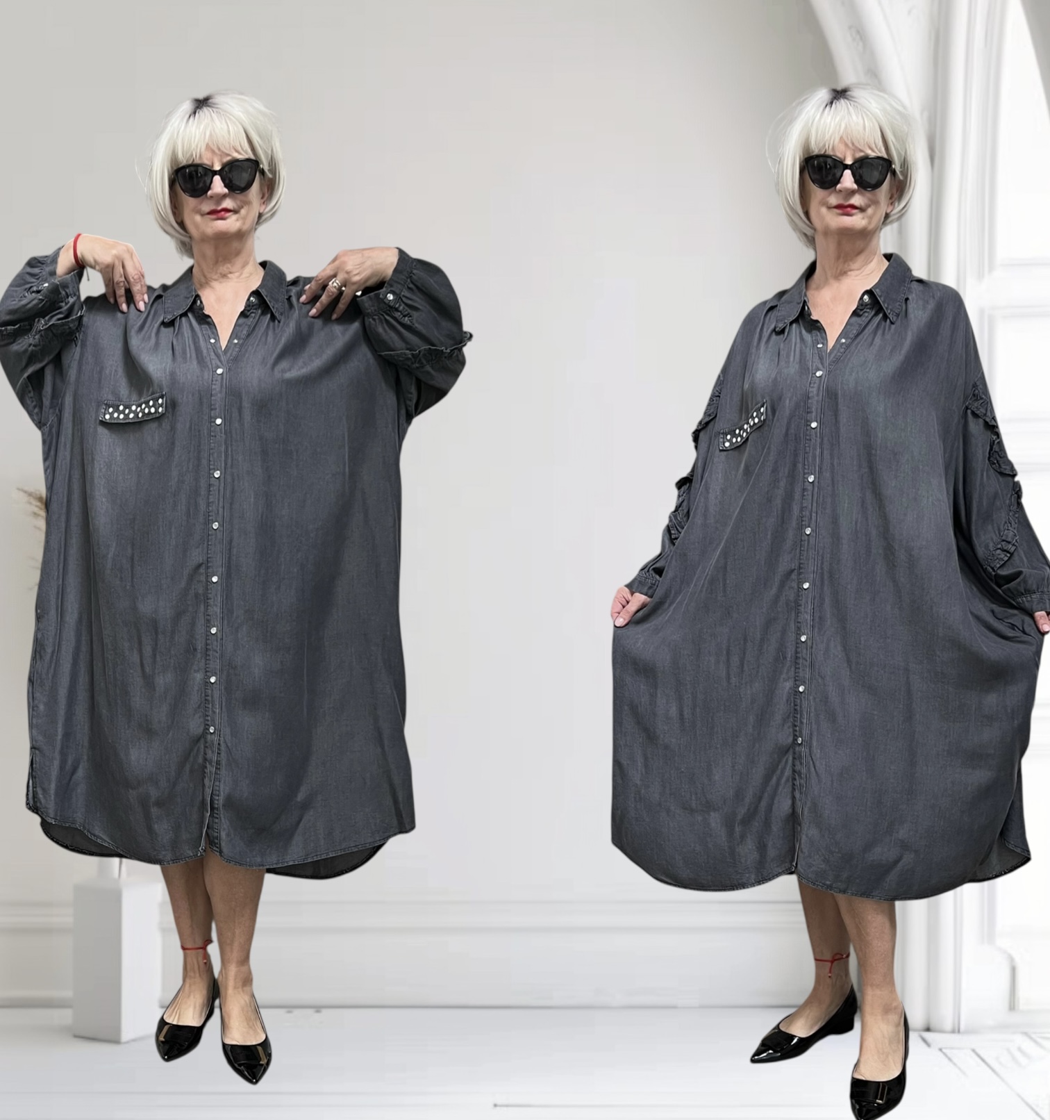Vincenzo Allocca oversized tencel jeans blazer/vest/jurk apart