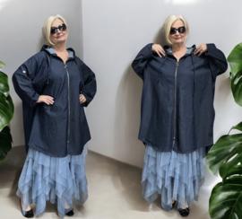 ITALIA MODA oversized katoen jeans A-lijn blazer/jas/vest apart stretch