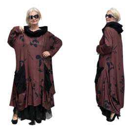dYb viscose  A-lijn jurk met capuchon stretch