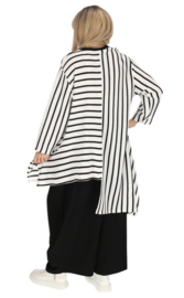 AKH oversized gebreide tuniek/jurk  apart stretch wit/zwart