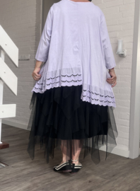 Moonshine oversized  katoen tricot tuniek met kant /jurk apart /in meerdere kleuren