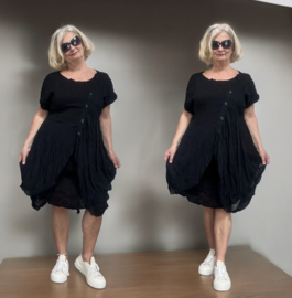 BLACK H-04 oversized katoen/viscose A-lijn jurk apart /in meerdere kleuren