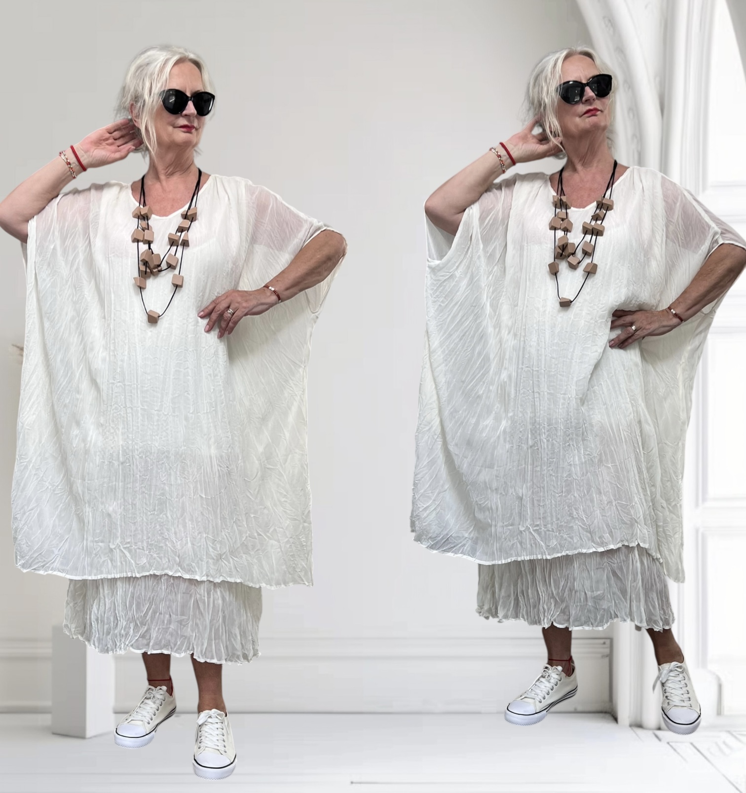 U See oversized tencel/katoenen dubbele jurk