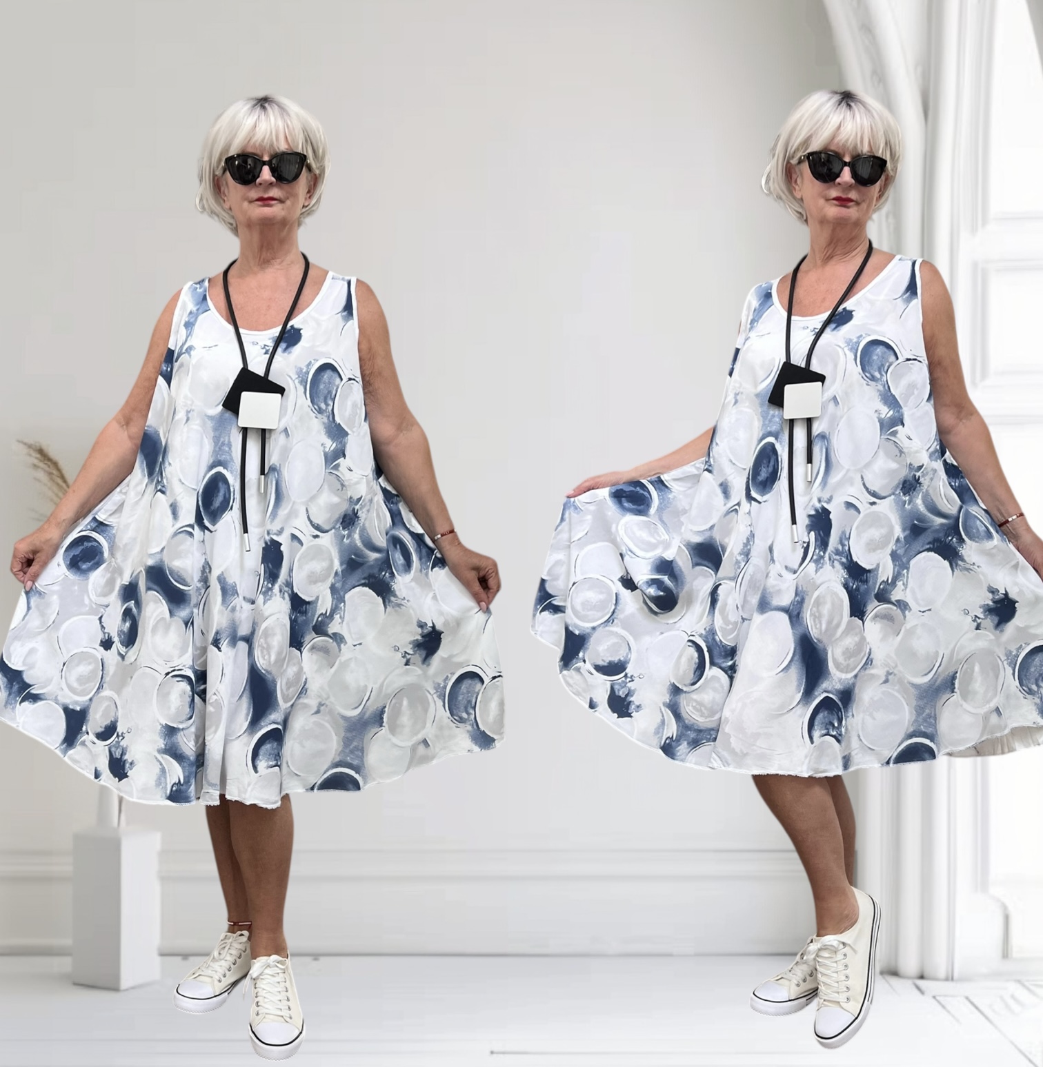 ITALIA oversized viscose A-lijn zomer jurk