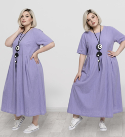 ITALIA  MODA  linnen/katoen wijde jurk met zakken apart