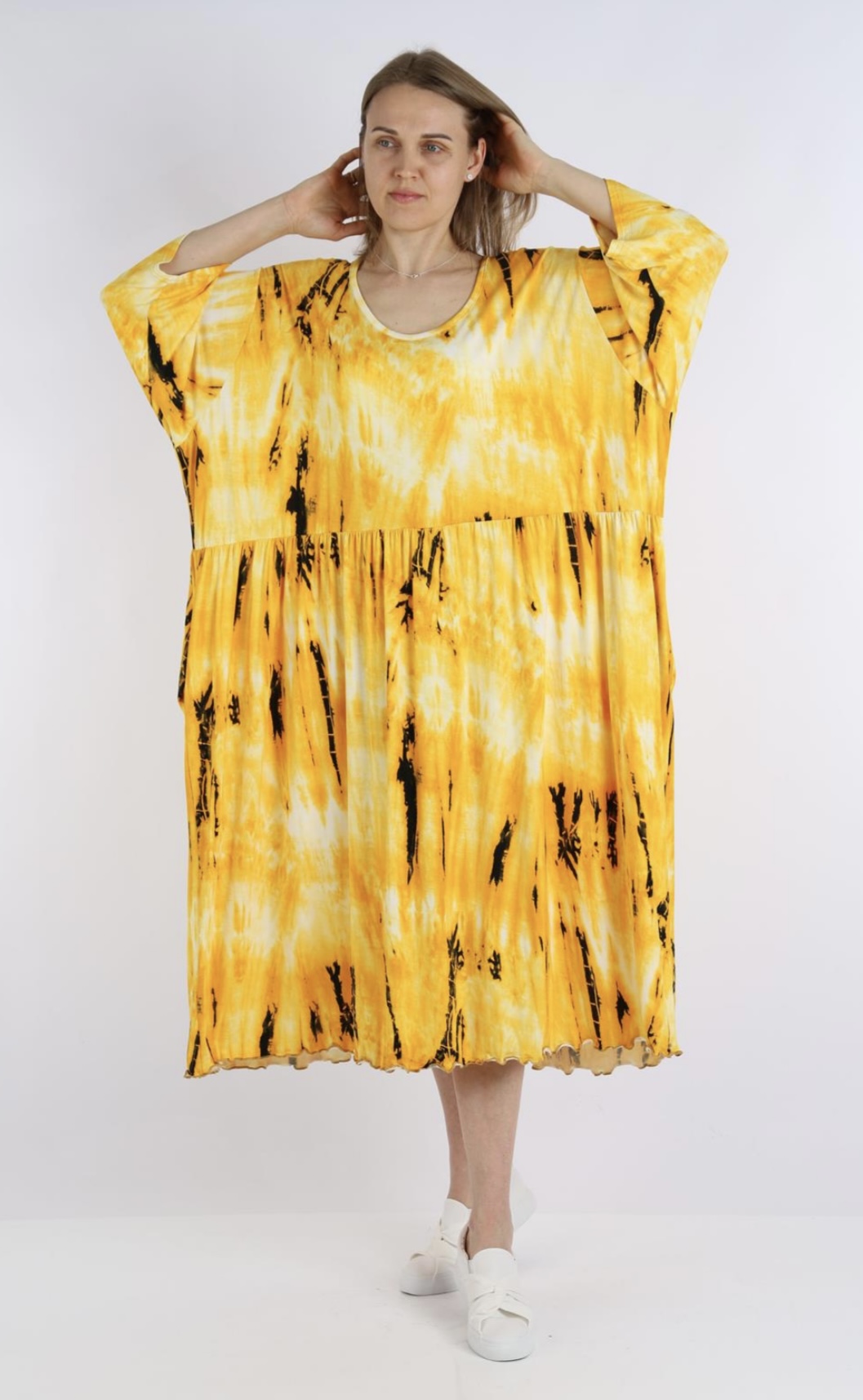 AKH jersey viscose oversized A-lijn jurk stretch