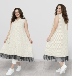 AKH viscose A-lijn jurk apart stretch/zwart/wit