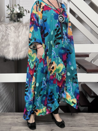 Francesca Romantica oversized A-lijn viscose chiffon overjurk met touwtjes  apart (extra groot)