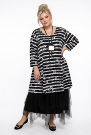 New Jersey oversized viscose A-lijn jurk/tuniek / stretch/zwart/wit