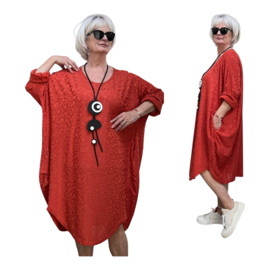 AKH oversized viscose mix jurk/tuniek met zakken apart stretch