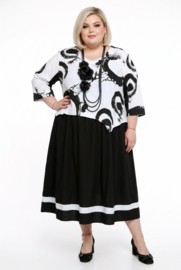 SINNE design.. A-lijn viscose jurk zwart/wit