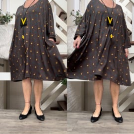 Greta oversized A-lijn jersey viscose tuniek/jurk met zakken apart stretch  (extra groot)