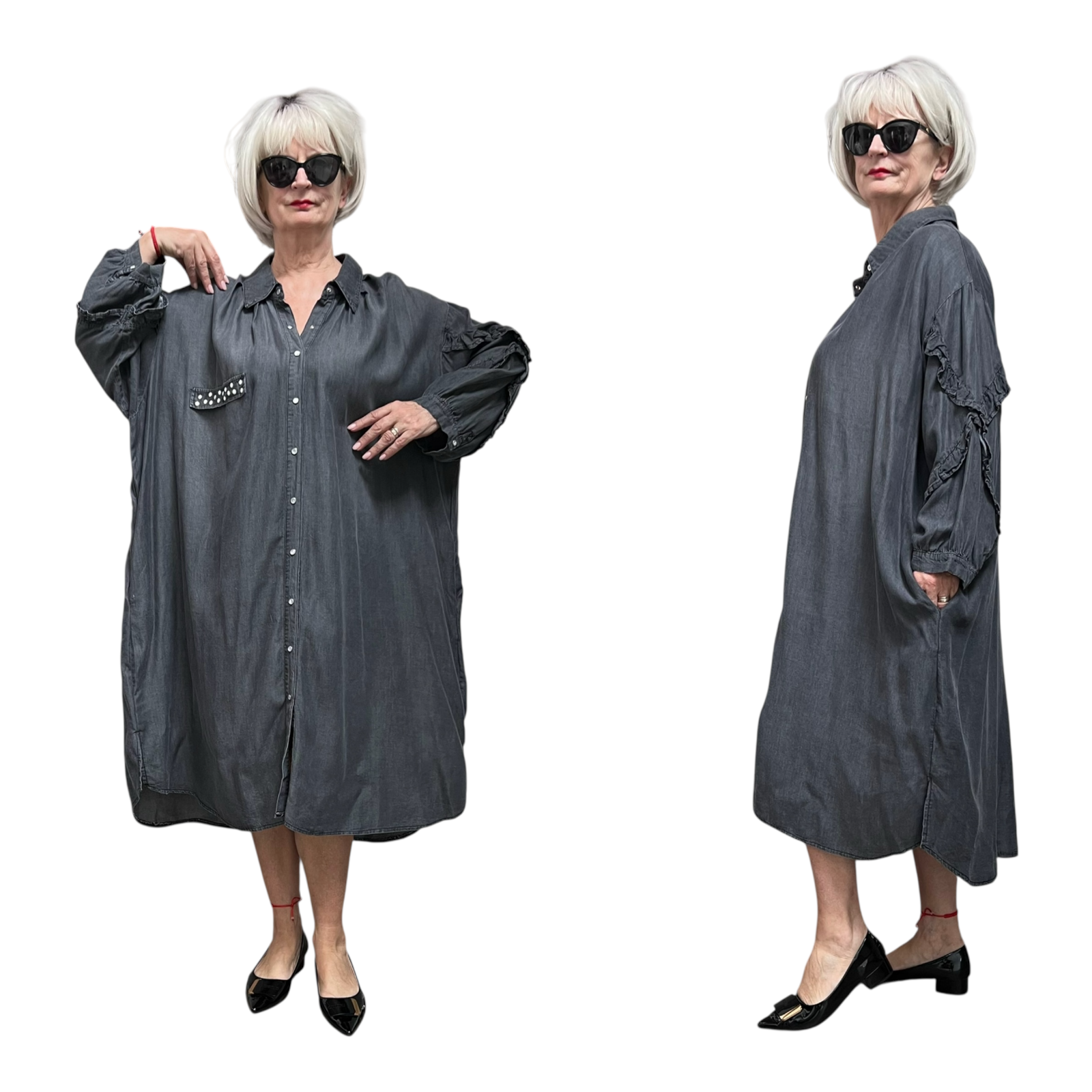 Vincenzo Allocca oversized tencel jeans blazer/vest/jurk apart