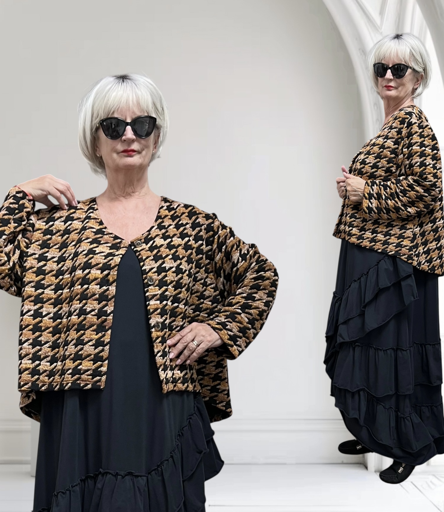 AKH oversized A-lijn blazer/vest apart stretch
