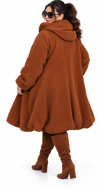 New Jersey bouclé wol A-lijn jas/mantel met capuchon /gevoerd stretch