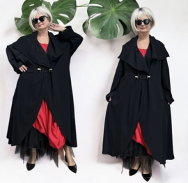 Vincenzo Allocca oversized katoen A-lijn jas/blazer/vest stretch zwart
