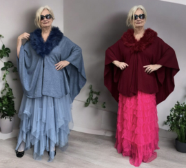 ITALIA MODA viscose omslagdoek/poncho/vest  met bont/in meerdere kleuren