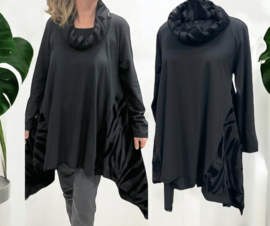 Vincenzo Allocca oversized katoen A-lijn tuniek met inzet van tule apart zwart