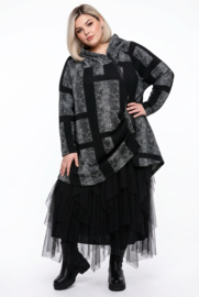 IZZY Style punta viscose A-lijn blazer/vest/jas grijs/zwart stretch