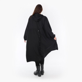 AKH oversized viscose soepele slinky-kwaliteit A-lijn jurk  apart/ zwart