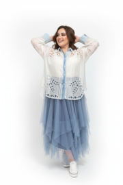 S.Woman oversized tencel/katoen blouse/hemd/geborduurd