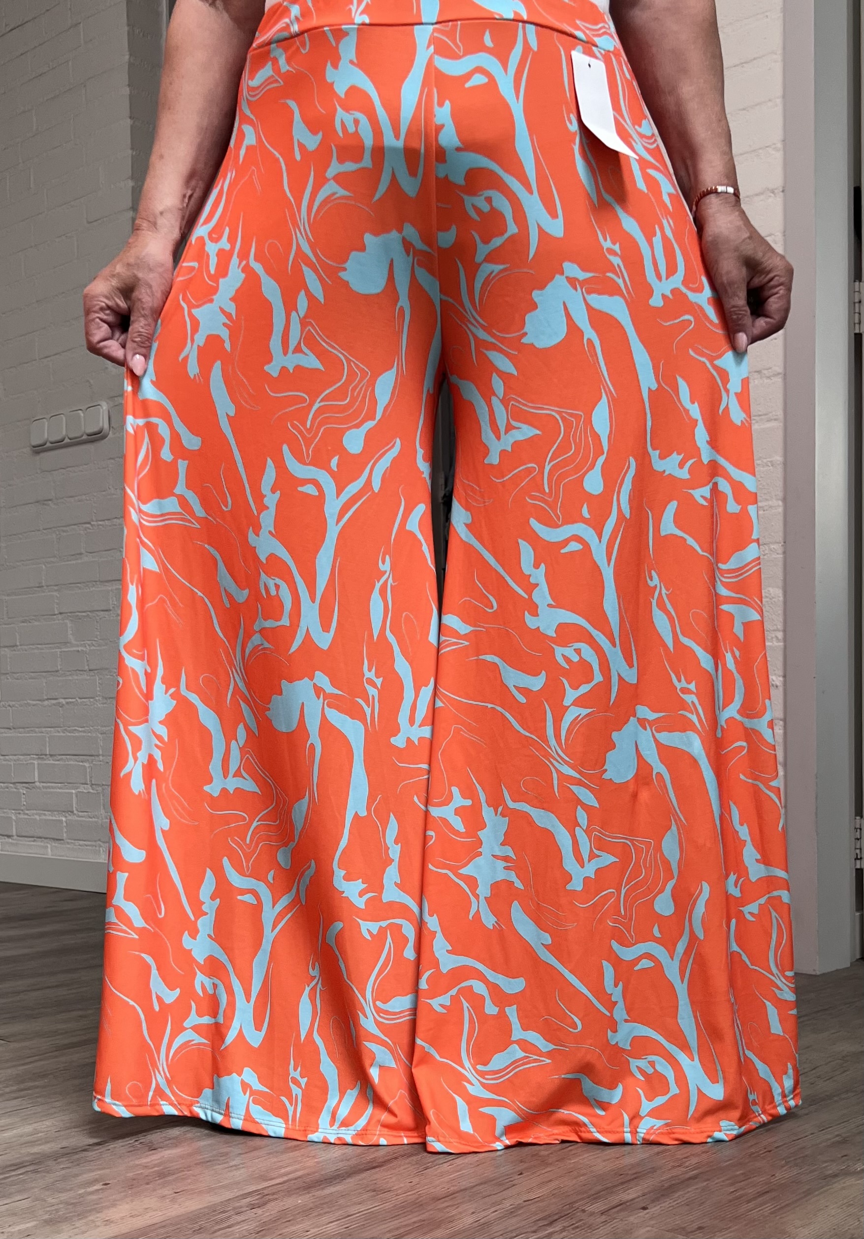ITALY Mode jersey viscose  wijde broek apart /zeer rekbaar