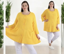 AKH gebreide oversized A-lijn katoen vest/blazer apart stretch