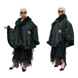 MM Sweet gebreid super zacht omslagdoek/poncho met bont