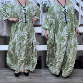 Giovani Collection oversized viscose/linnen look A-lijn asymmetrische jurk