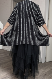 AKH viscose A-lijn tuniek met zakken apart stretch zwart/wit