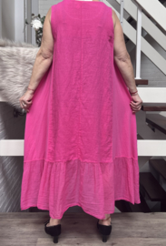 PURO LINO linnen A-lijn jurk met inzet van tricot /apart/in meerdere kleuren