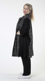 AKH oversized viscose A-lijn blazer/vest/jas apart  zwart/wit/stretch