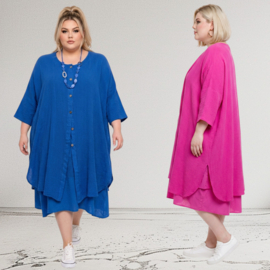New Collectio oversized linnen A-lijn jurk + katoen blazer /in meerdere kleuren