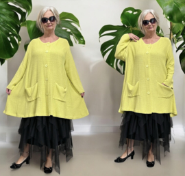 AKH gebreide oversized A-lijn katoen vest/blazer apart stretch