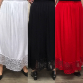 Moonshine viscose jersey rok/onderrok met inzet van kant  /in meerdere kleuren