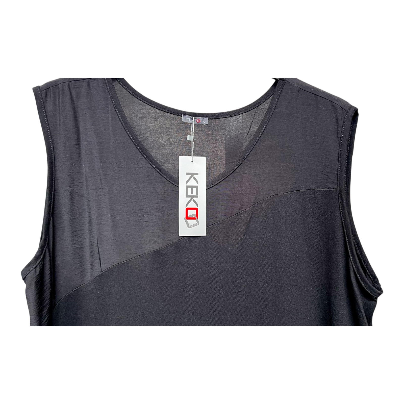 KEKOO design viscose  A-lijn jurk  zwart stretch 