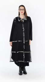 AKH oversized mouwloos vest/tuniek van stretch tule kwaliteit/zwart/wit