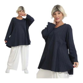 AKH oversized katoen A-lijn top/tuniek  stretch donkerblauw