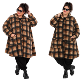AKH oversized A-lijn  winterjas van knuffelzachte teddykwaliteit/gevoerd /stretch