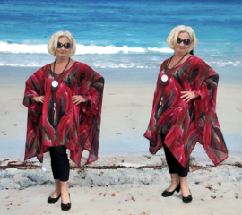 Bella Romina oversized A-lijn viscose chiffon kaftan/jurk/poncho  apart (extra groot)