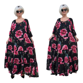 SASHA VIVIEN  chiffon met een vleugje zijde jurk gevoerd