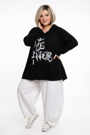 ITALIA oversized katoen tuniek/top  stretch zwart